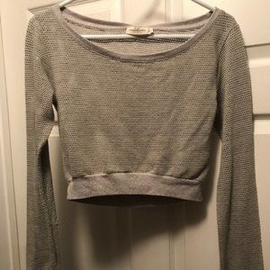 Abercrombie & Fitch Mesh Waffel like grey long sleeve crop top size xs